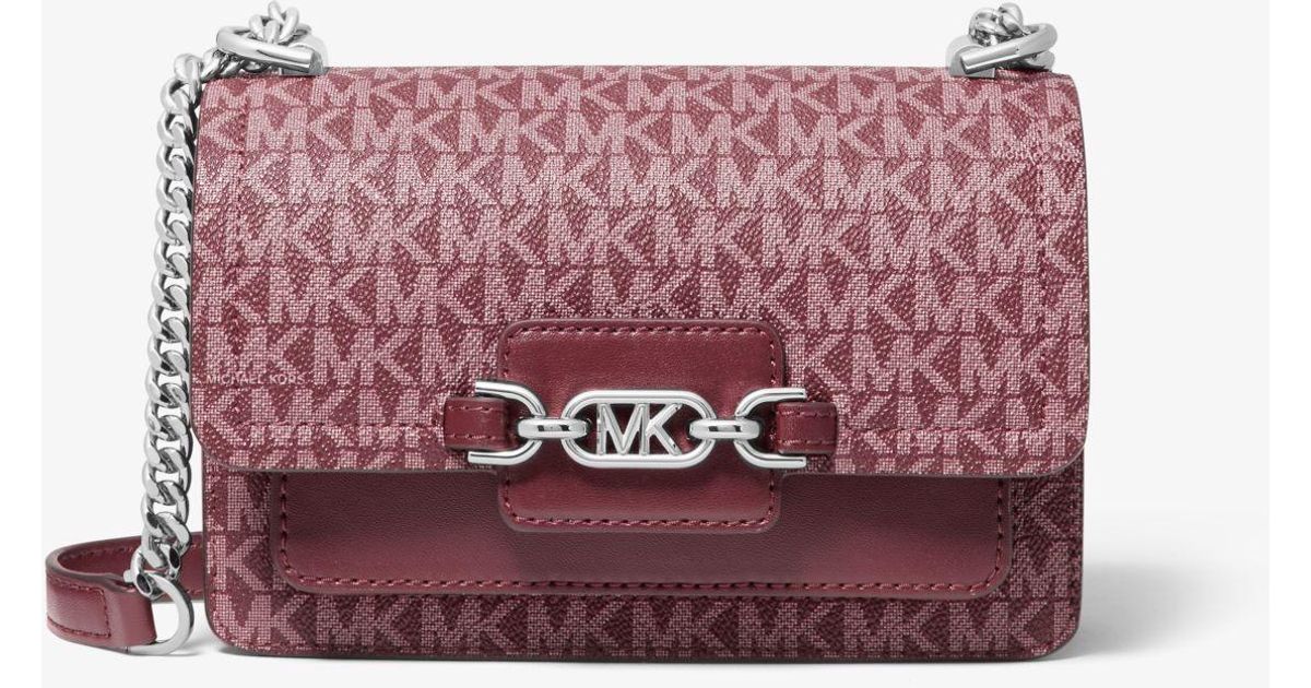 Michael Kors Canvas Heather Extrasmall Logo Crossbody Bag in Merlot