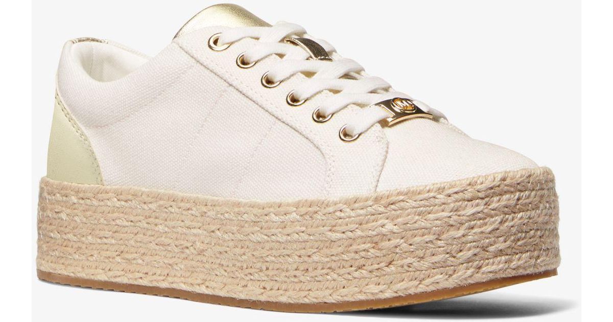 michael michael kors libby cotton canvas platform sneaker
