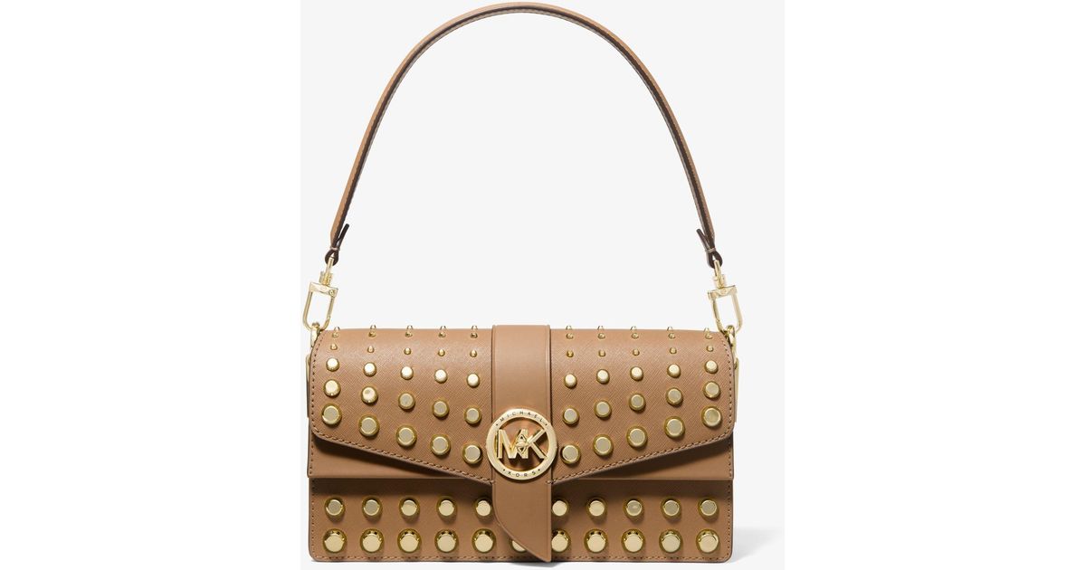 Michael Kors Greenwich Medium Studded Saffiano Leather Convertible Shoulder Bag Lyst