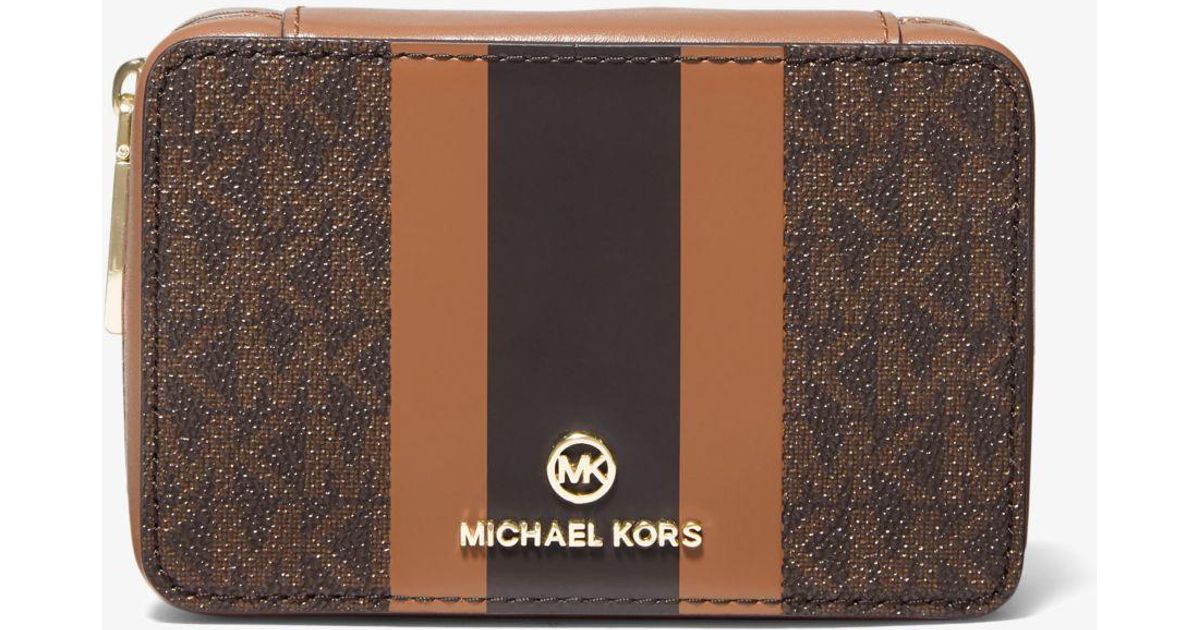 Michael Kors Small Logo Stripe Jewelry Case in Brown | Lyst