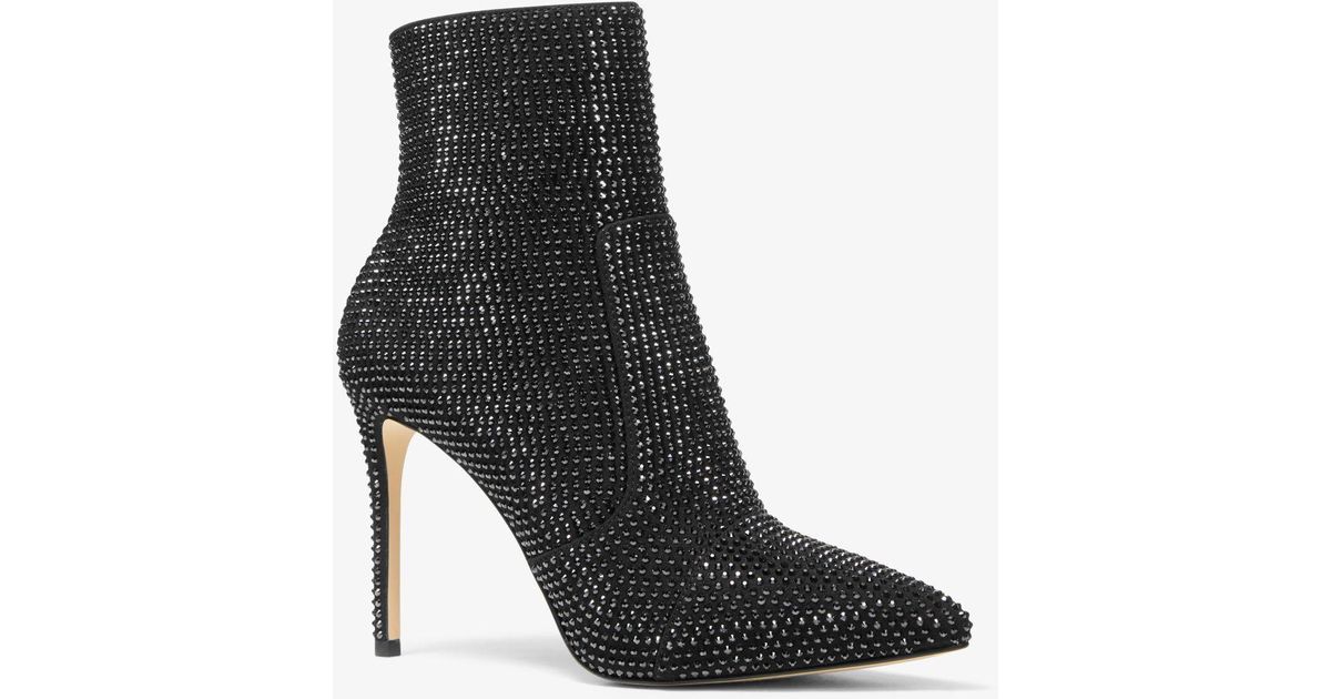 culver embellished nubuck and glitter chain mesh lace up boot