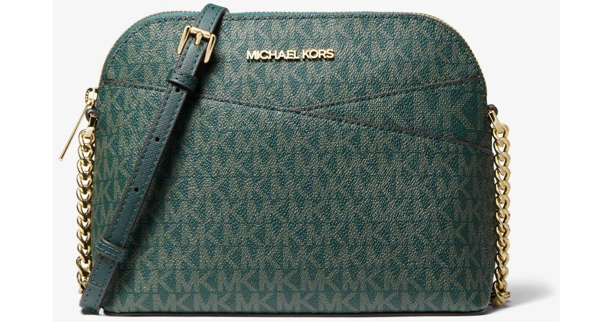 Michael Kors Canvas Jet Set Travel Medium Logo Dome Crossbody Bag Lyst