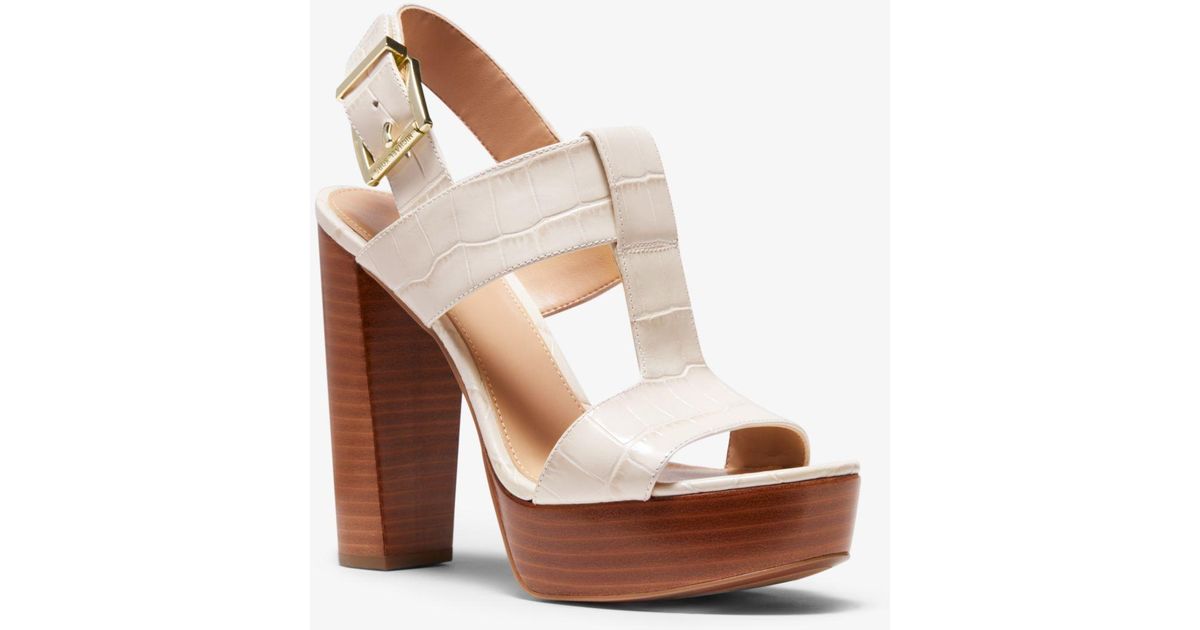 Michael Kors Becker Crocodile-embossed Leather Platform Sandal - Lyst