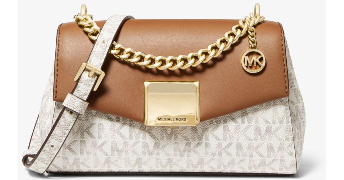 Michael Kors Lita Small Twotone Logo And Leather Crossbody Bag Lyst UK