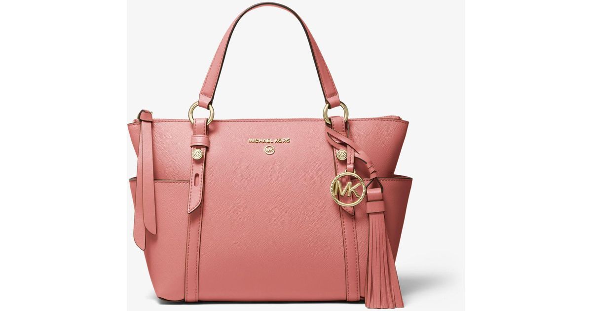 Michael Kors Sullivan Small Saffiano Leather Topzip Tote Bag in Pink
