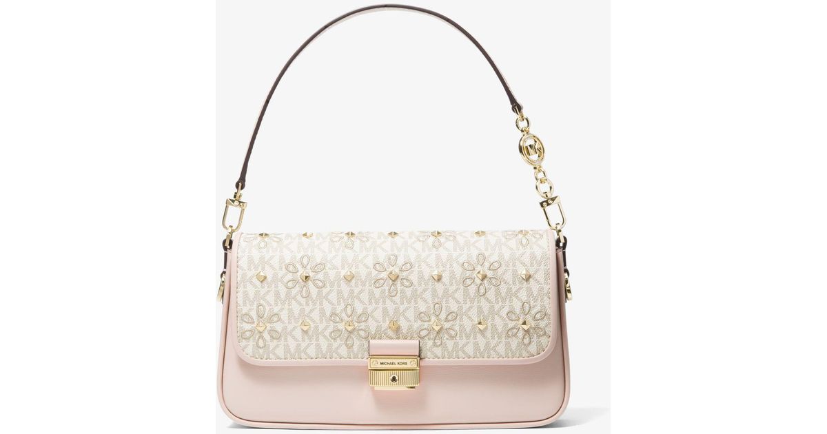 Michael Kors Bradshaw Small Embellished Logo And Leather Convertible