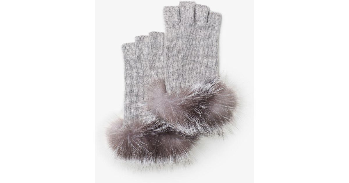 grey fur gloves