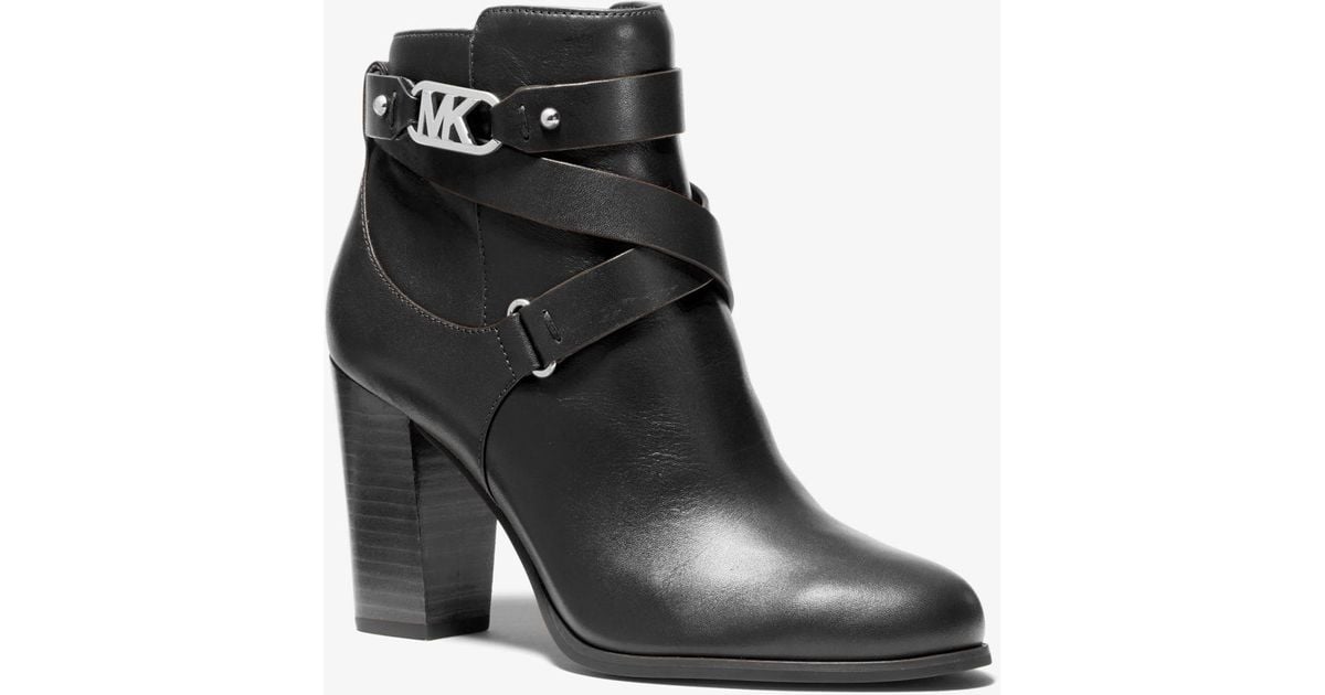 Michael Kors Kincaid Leather Ankle Boot in Black | Lyst