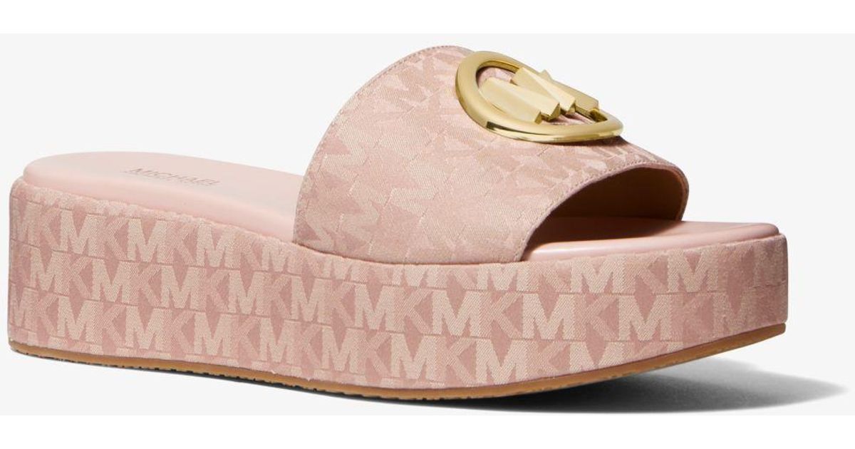 michael michael kors sadler mk logo jacquard wedges