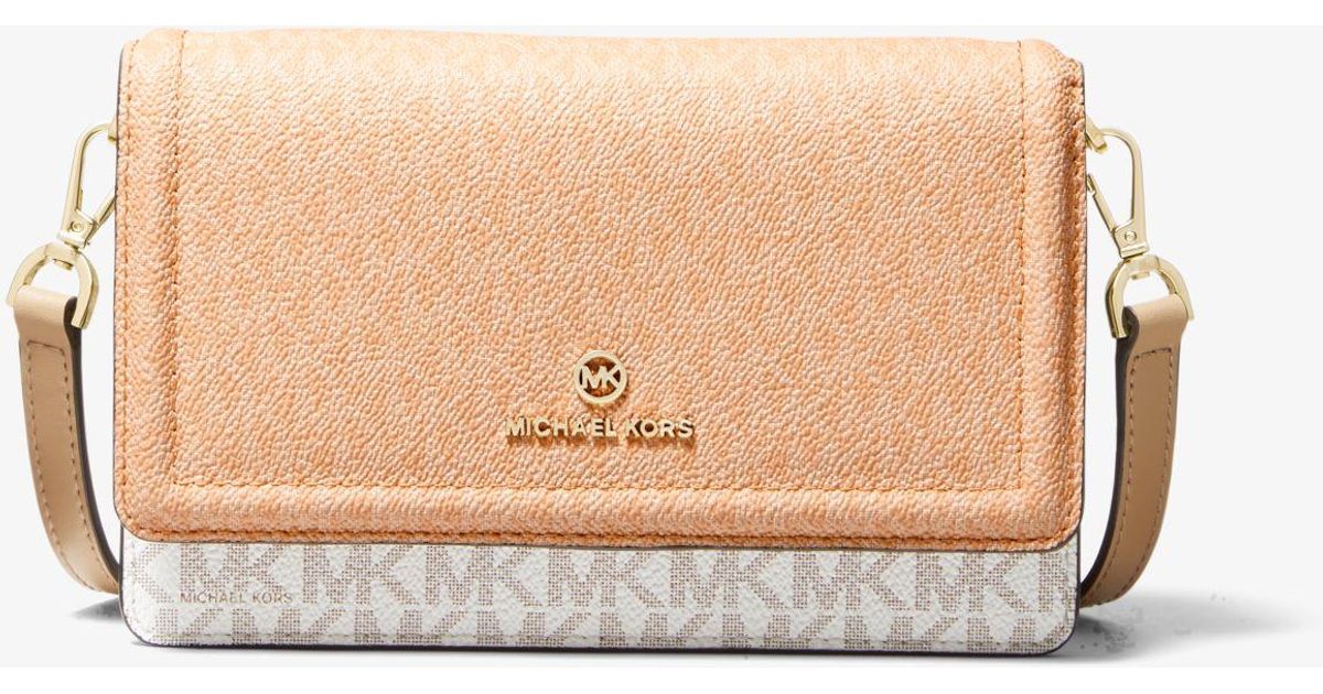 Michael Kors Canvas Jet Set Small Twotone Logo Smartphone Crossbody