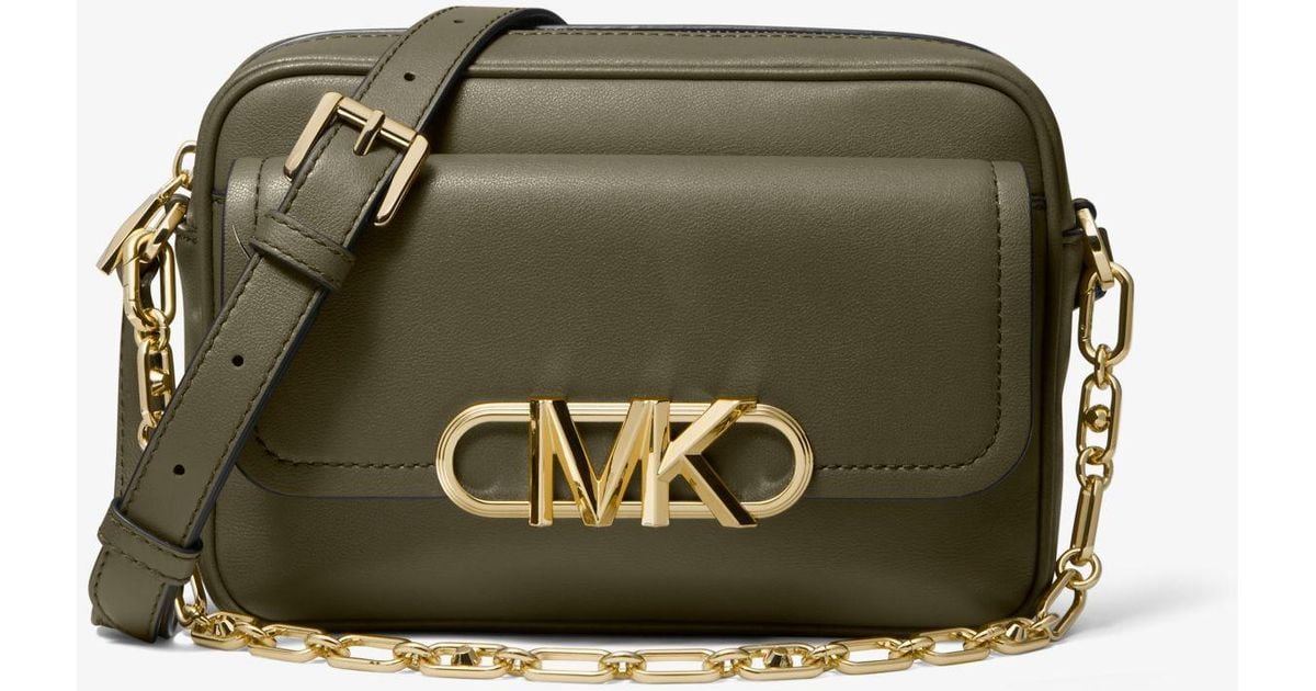 Michael Kors Parker Medium Leather Crossbody Bag in Olive (Green) Lyst