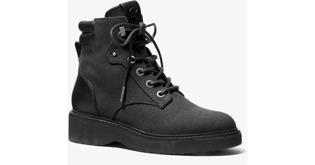 Michael Kors Trudy Cotton Canvas Boot in Black Lyst