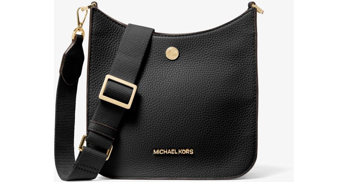 Michael Kors Briley Small Pebbled Leather Messenger Bag in Black 