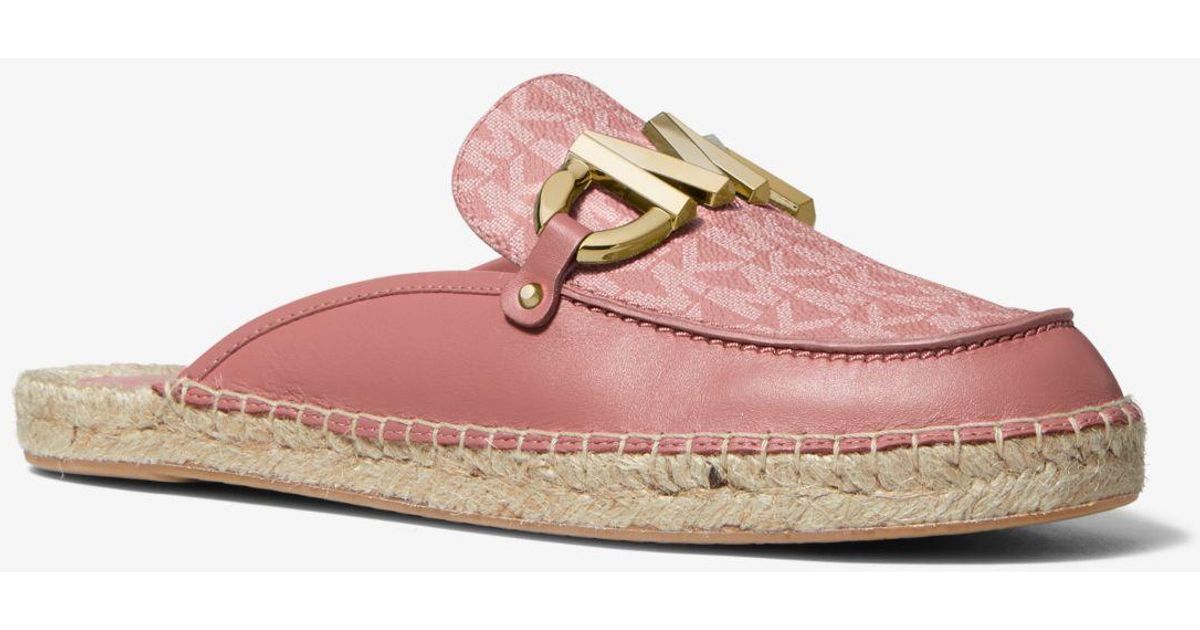 Michael Kors Izzy Logo And Leather Loafer Slide in Pink | Lyst