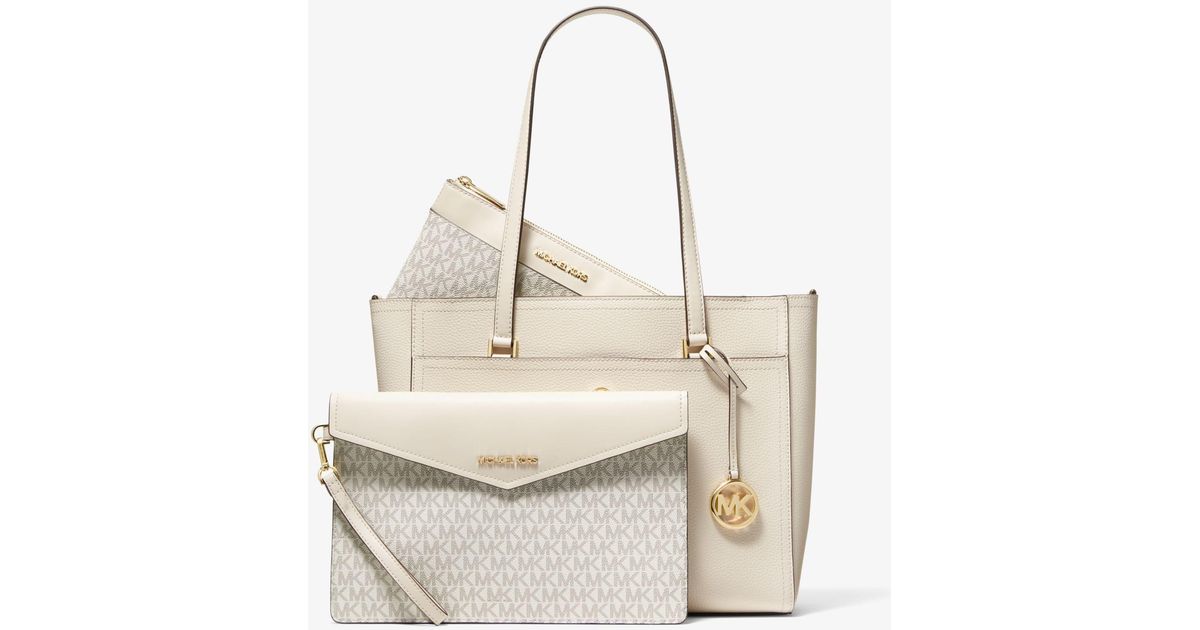 Michael Kors Maisie Large Pebbled Leather 3-in-1 Tote Bag in Natural | Lyst