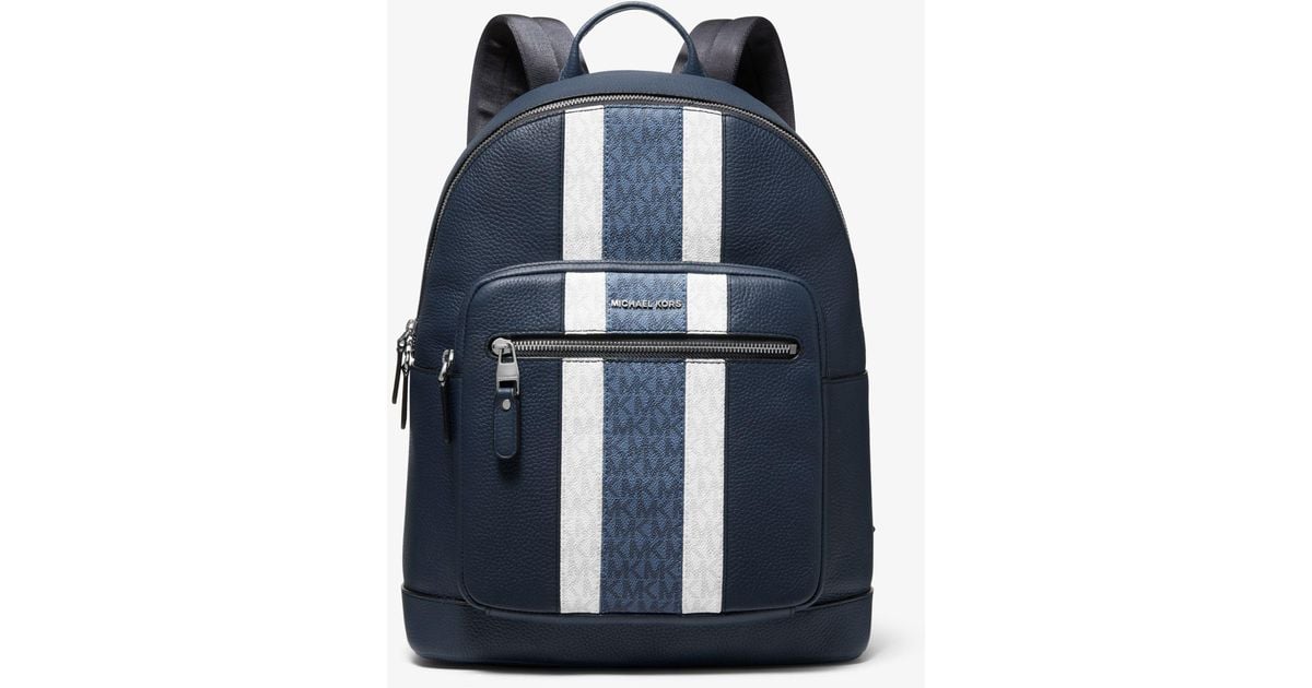 Michael Kors Men's Faux-Leather Varsity Stripe Logo Backpack, Navy