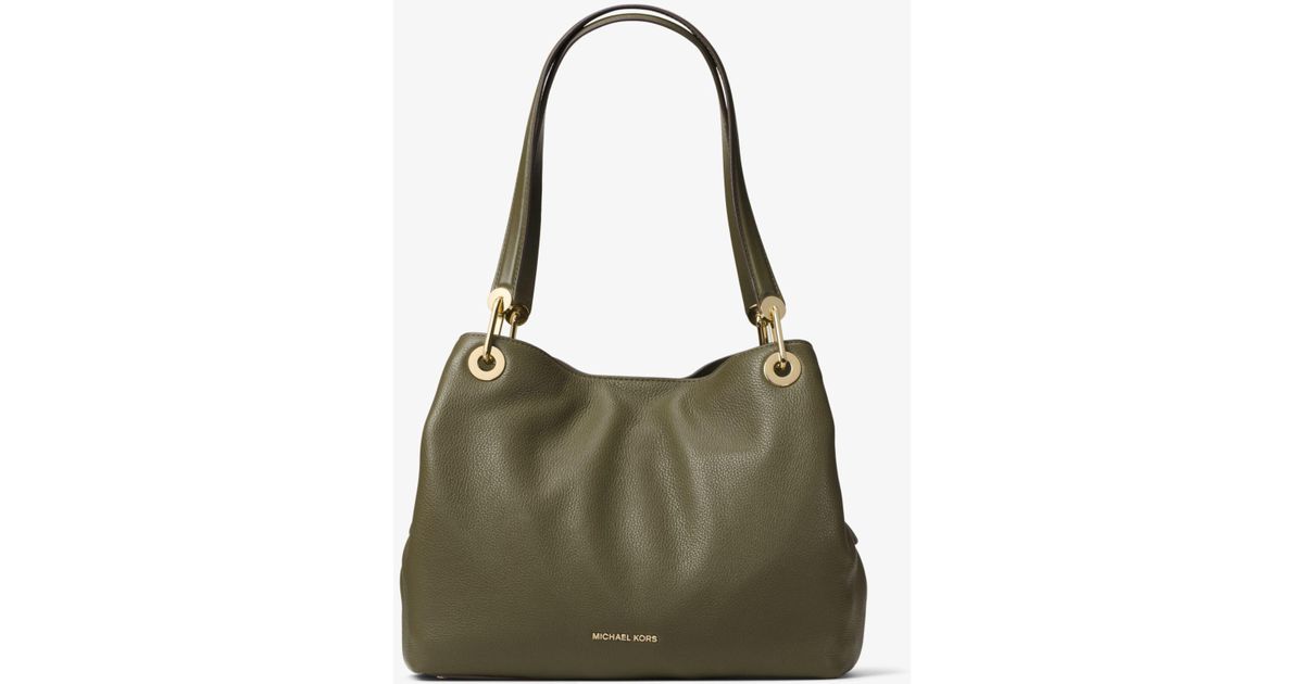 MICHAEL Michael Kors Raven Large Leather Shoulder Bag in Green | Lyst