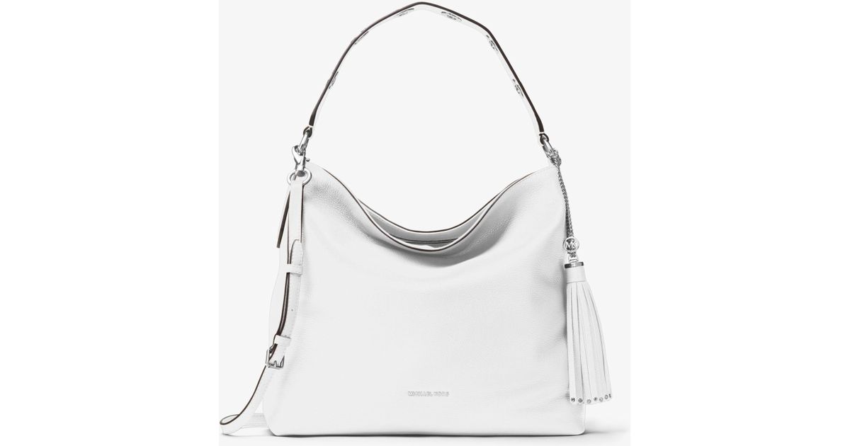 Lyst - Michael Kors Brooklyn Large Leather Shoulder Bag in White