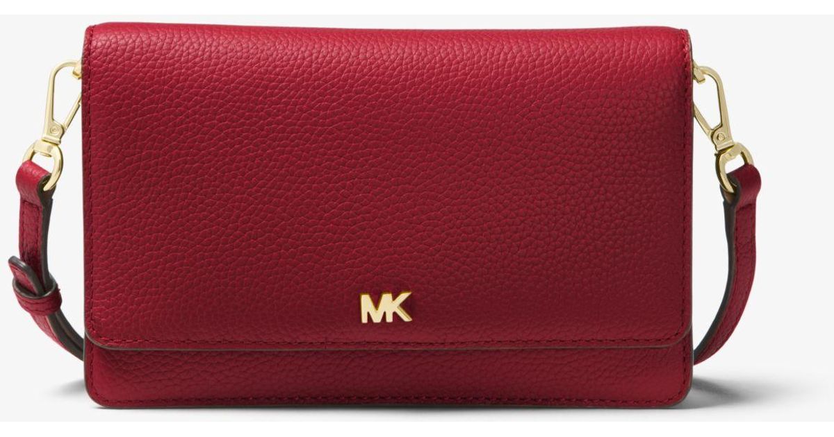 Michael Kors Pebbled Leather Phone Crossbody Bag in Maroon (Red) Lyst