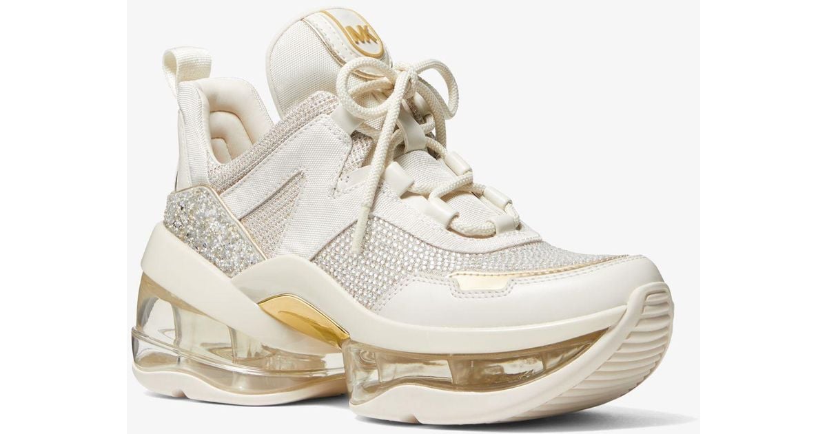 olympia glitter chain mesh and leather trainer