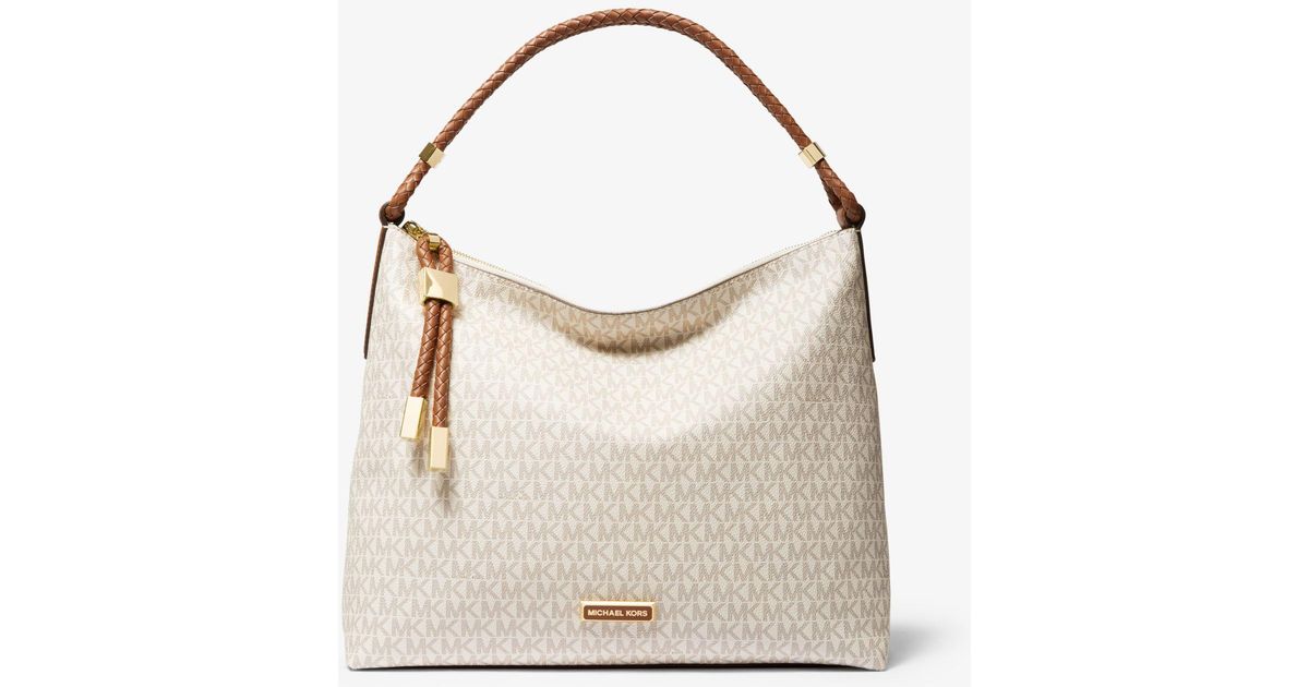 MICHAEL Michael Kors Lexington Large Logo Shoulder Bag in Brown - Lyst