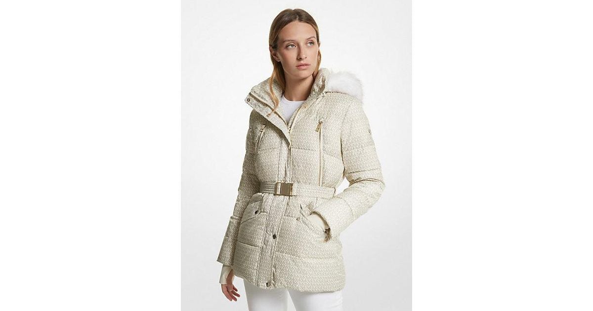 michael michael kors quilted faux fur trim parka