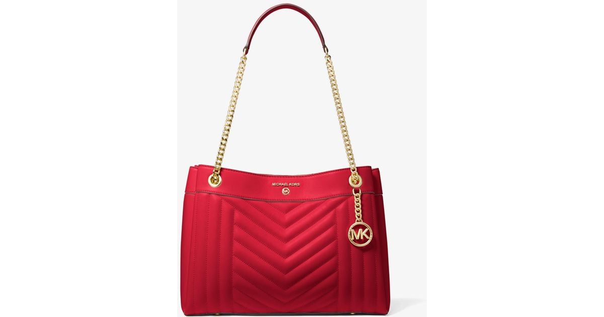 red quilted leather handbag