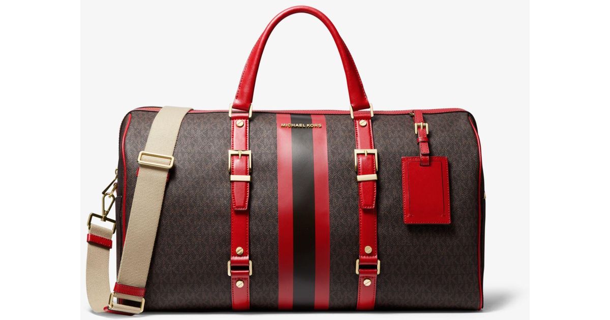 Michael Kors Xl Bedford Signature Travel Weekender Bag in Red Lyst