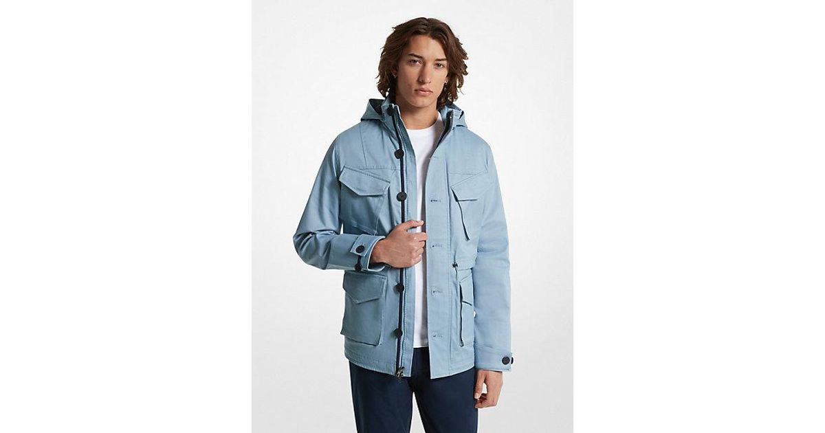 Michael Kors Mk Stretch Cotton Hooded Field Jacket in Blue for Men Lyst UK