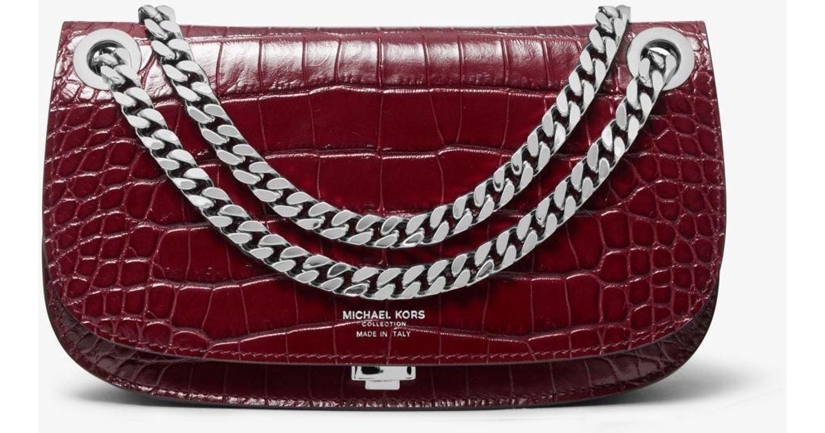 Michael Kors Christie Mini Crocodile Embossed Leather Envelope Bag in