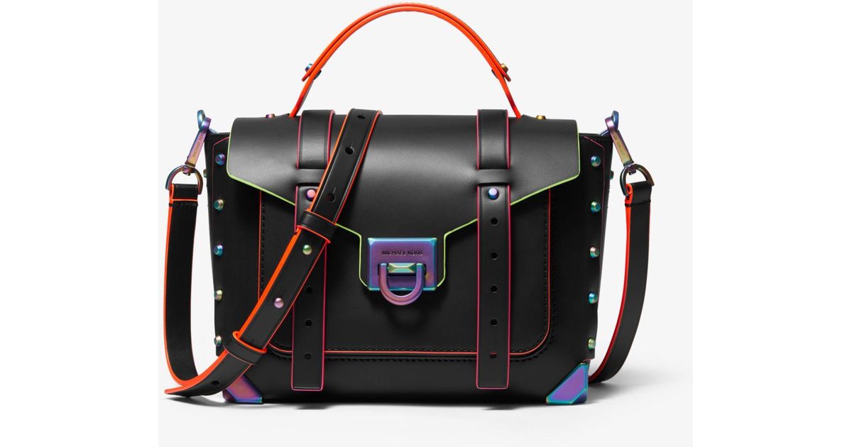 Borsa A Mano Manhattan Media In Pelle Con Profili A ContrastoMichael Kors  in Pelle di colore Nero | Lyst