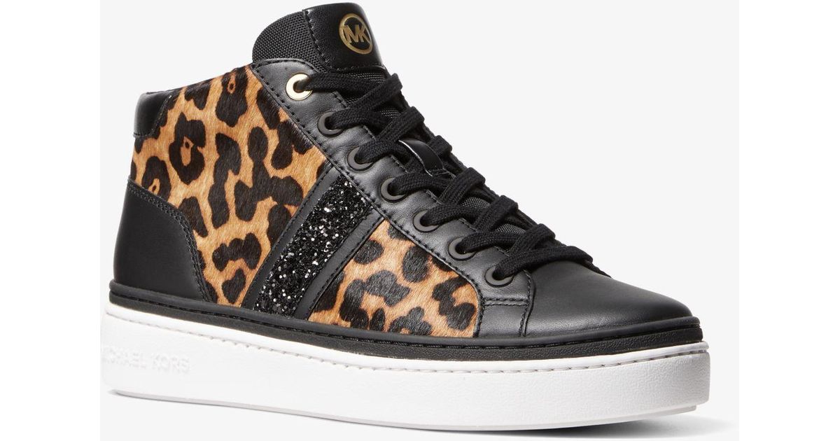 Michael Kors Chapman Embellished Leopard Print Calf Hair And Leather  High-top Sneaker | Lyst