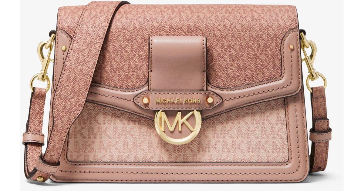 Michael Kors Mk Jessie Medium Two-tone Logo Shoulder Bag in Pink | Lyst  Canada