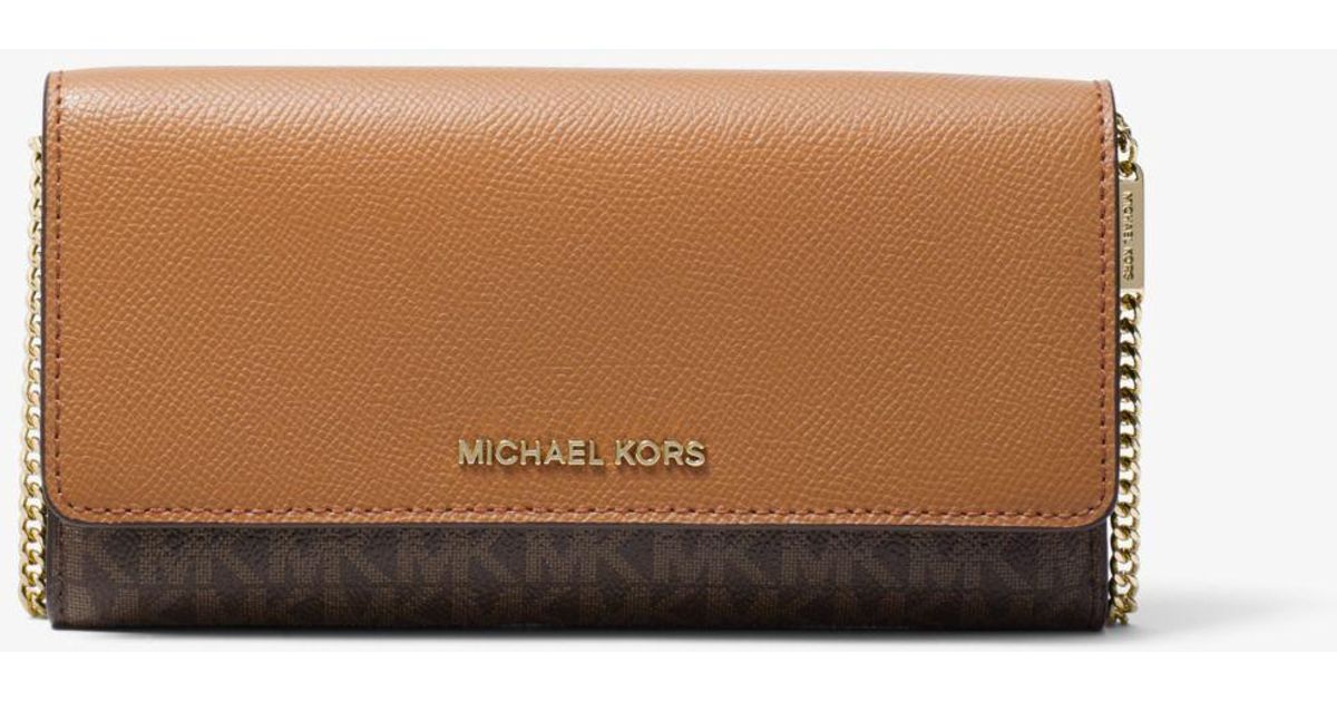 large logo and leather convertible chain wallet