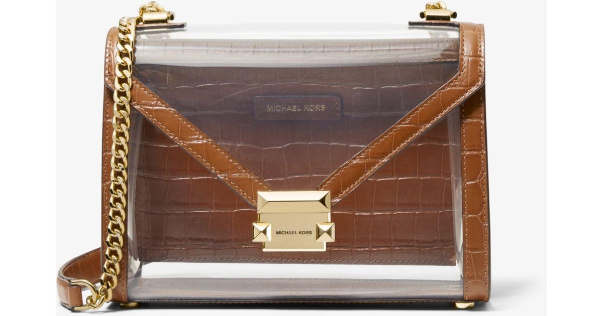 whitney large clear and leather convertible shoulder bag