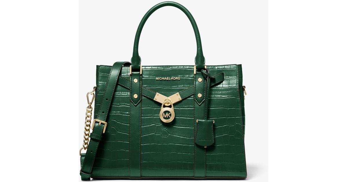 Michael Kors Nouveau Hamilton Large Crocodile Embossed Leather Satchel in Green Lyst Canada