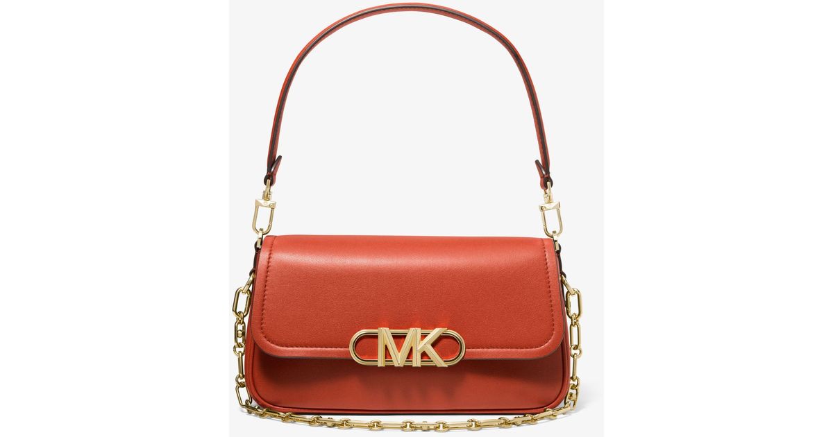 Michael Kors Parker Medium Leather Shoulder Bag in Deep Orange (Red) Lyst