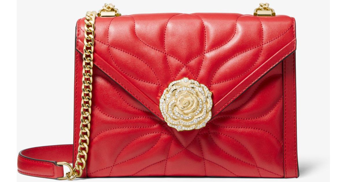 michael michael kors whitney large petal quilted leather convertible shoulder bag