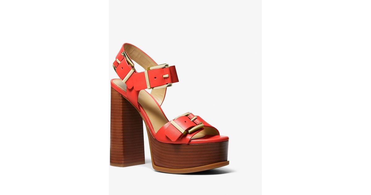 MICHAEL Michael Kors Colby Leather Platform Sandal in Red Lyst