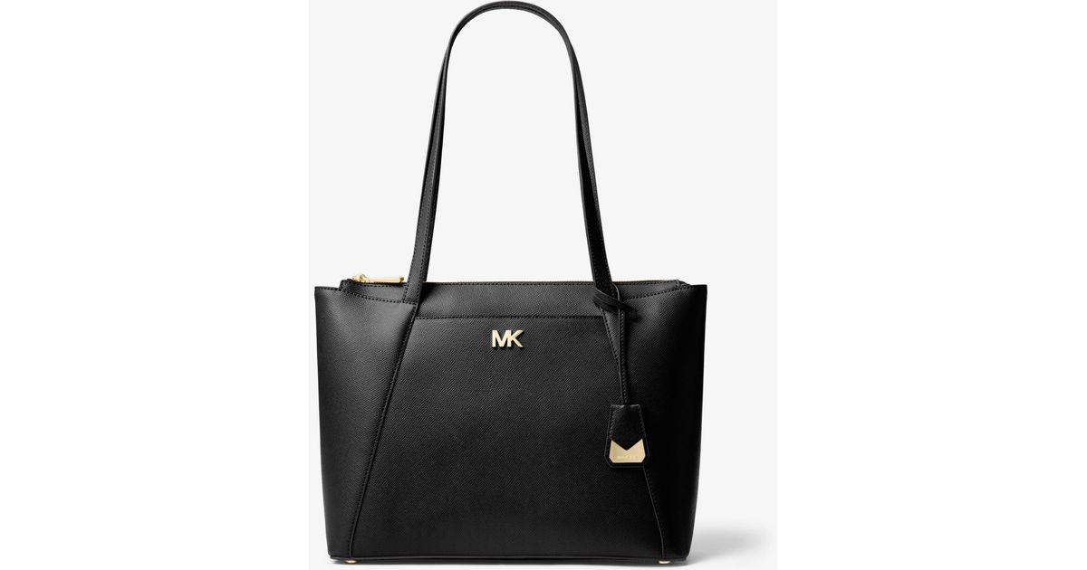 Bolso Tote Maddie Mediano De Piel De Grano Cruzado Michael Kors de Cuero de  color Negro | Lyst
