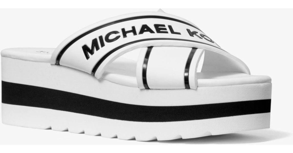 michael kors demi logo tape slide sandal