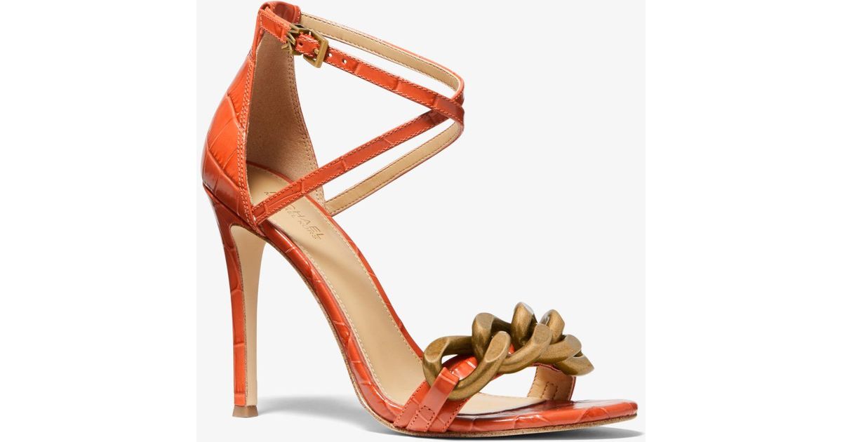 Crocodile Embossed Leather Sandal 