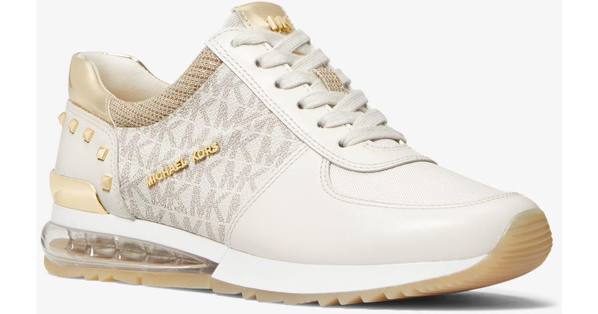 Michael Kors Leather Allie Extreme Studded Mixed-media Trainer | Lyst