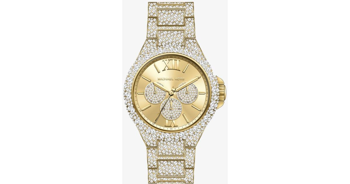 mini camille pavé gold tone watch