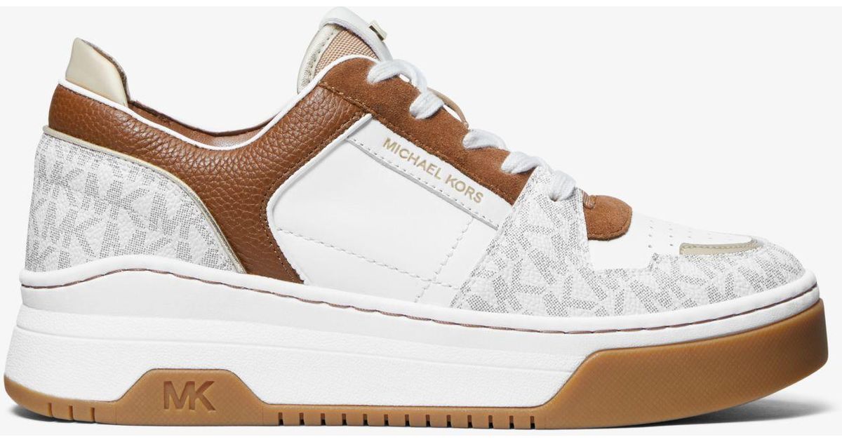 Michael Kors Lexi Two-tone Leather And Logo Sneaker | Lyst Canada