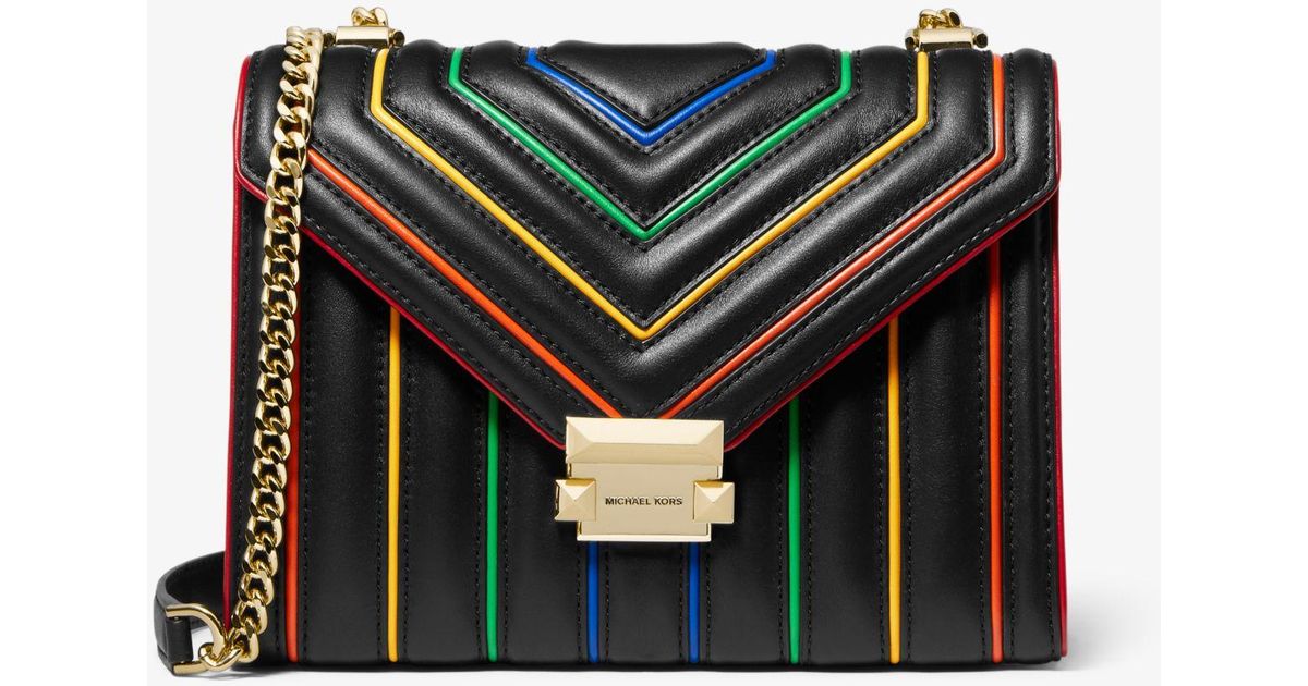 whitney large rainbow quilted leather convertible shoulder bag