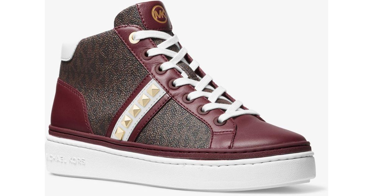 Michael Kors Chapman Studded Leather And Logo High-top Sneaker in 