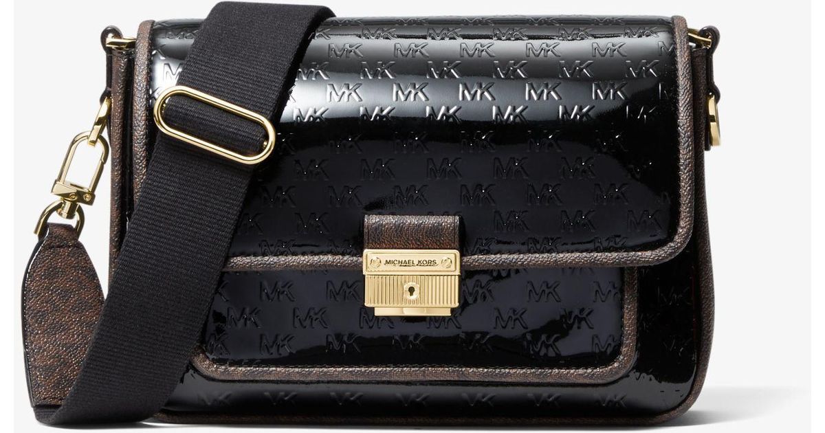 Michael Kors Bradshaw Medium Logo Embossed Patent Leather Messenger Bag