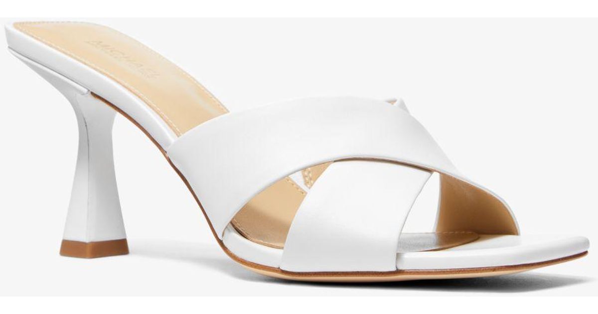 Michael Kors Clara Leather Mule in White | Lyst