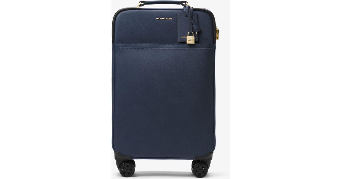 Michael Kors Large Saffiano Leather Suitcase in Blue | Lyst